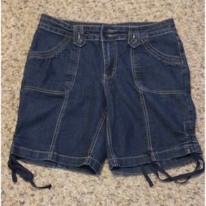 Cato Dark Denim Jean Shorts Women's Size 12 Blue Leg Ties